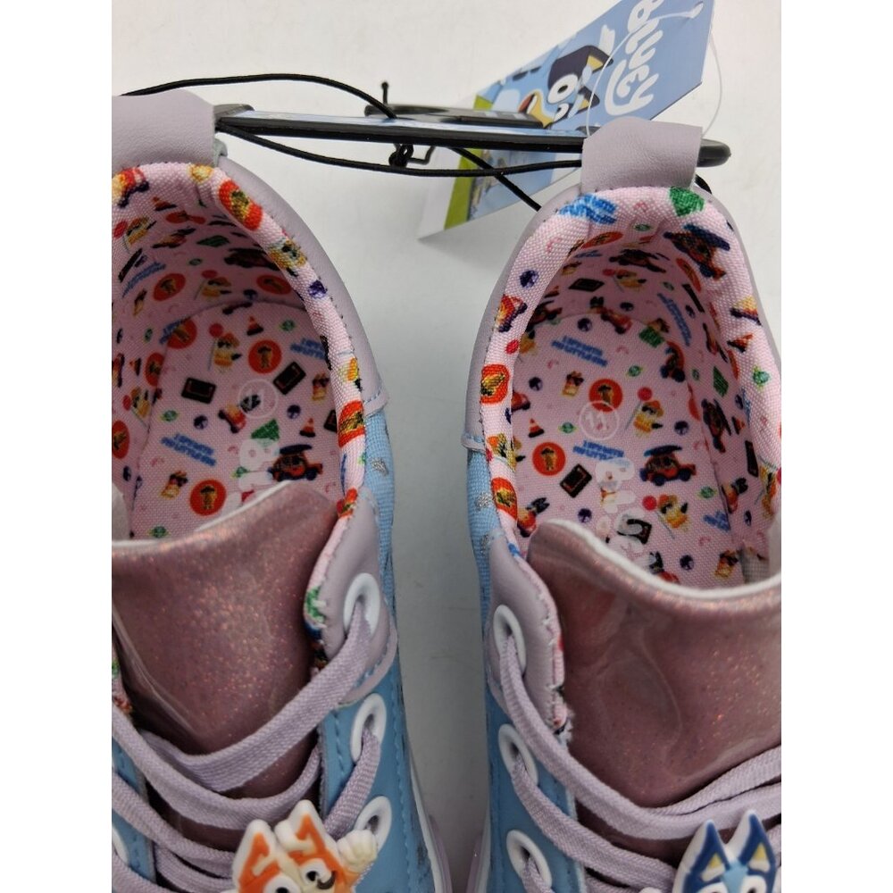 Bluey Sneakers Toddler Kids Size 11 Blue Purple Slip On Elastic Lace Shoes - Picture 11 of 12